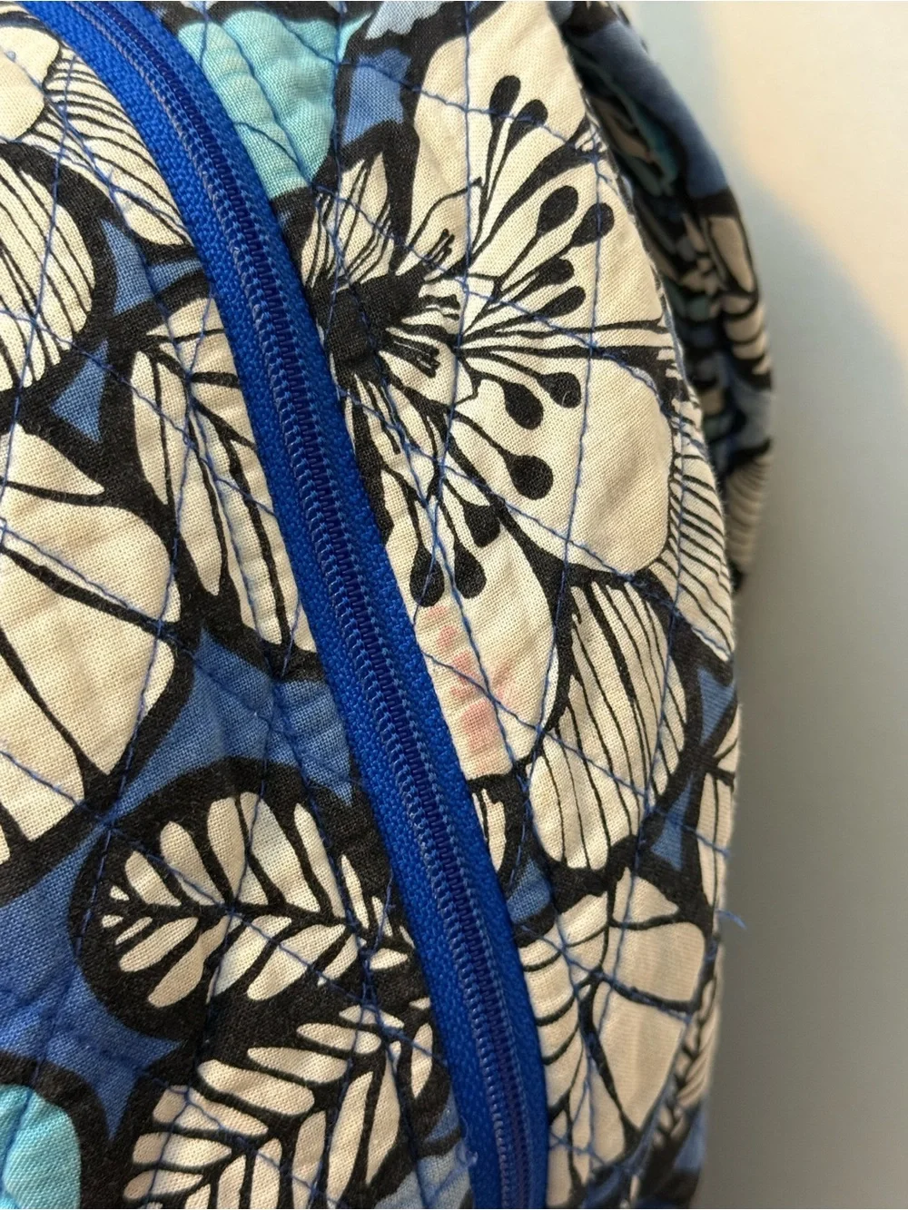 Vera Bradley Retired Blue Bayou Floral Quilted Backpack with Turquoise Accents